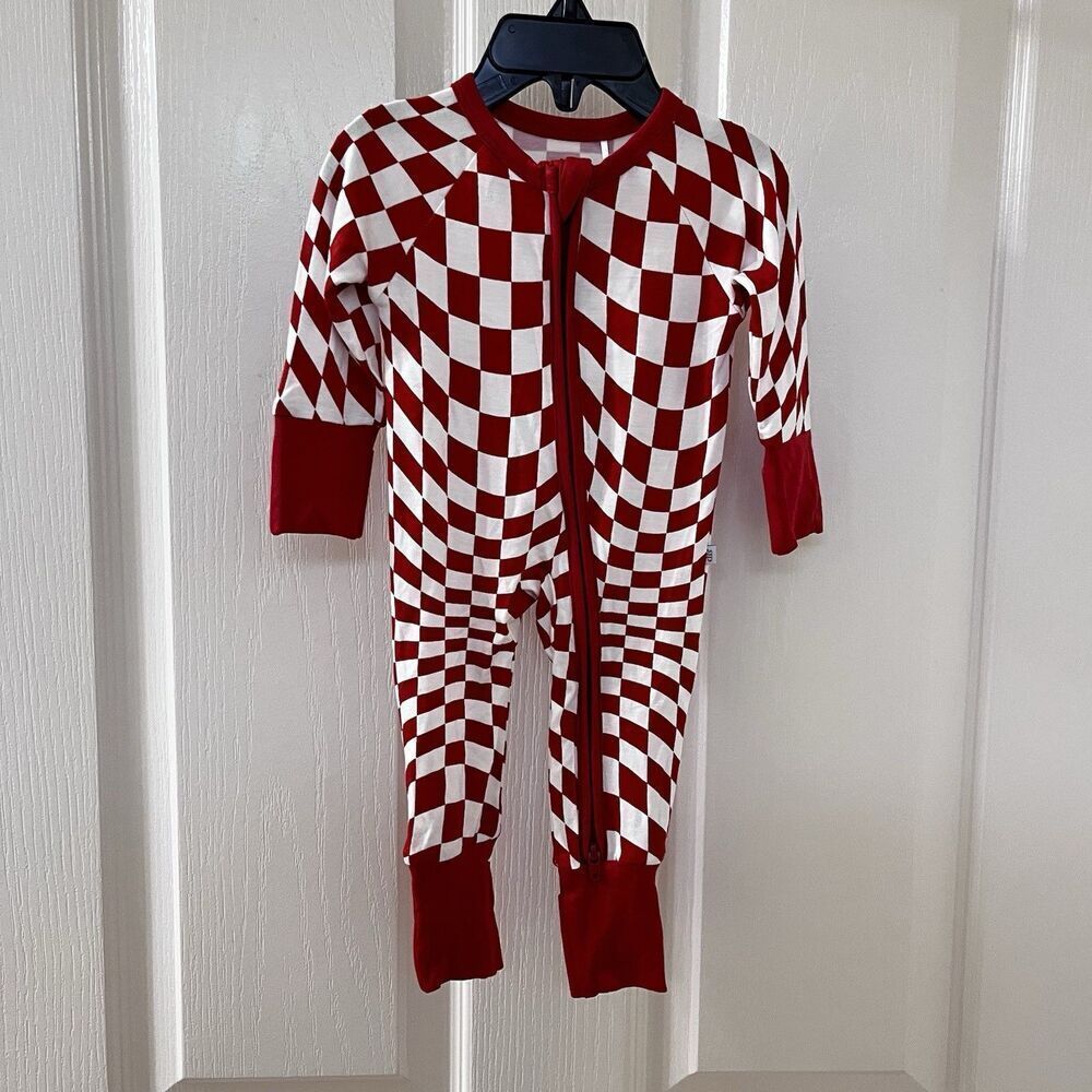 Brixton Phoenix Candy Check Bamboo Zip Romper Zippy Burnt Orange SZ Newborn NWT
